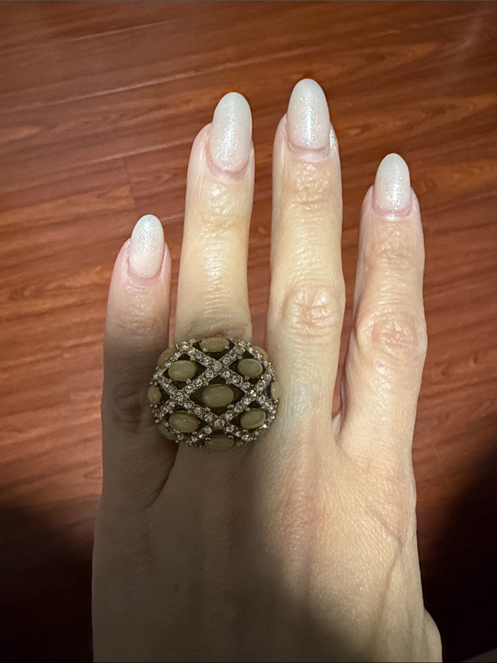 Gold-Tone Statement Dome Ring with Champagne Stones